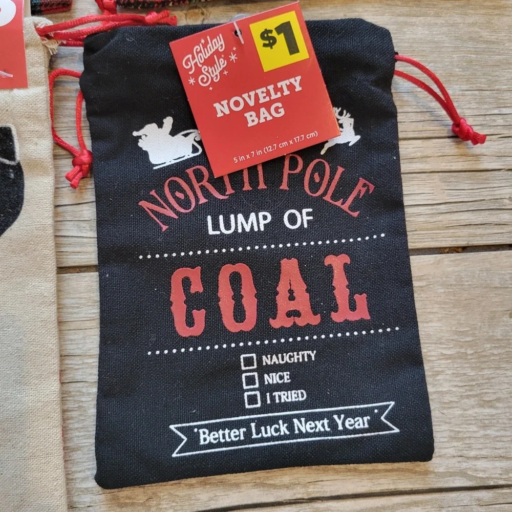 NEW Lot 10 Holiday Style Christmas Santa Sack Gift Bags Linen Burlap Cloth 18ct